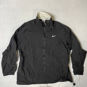 Nike Sportswear‎ Full Zip Windbreaker Jacket Black White Size Large Vintage Y2K